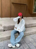 國潮牌刺繡可愛(ài)小狗骨頭連帽衛衣女開(kāi)衫oversize秋冬加絨加厚外套 杏色 M 【80-100斤】 曬單實(shí)拍圖