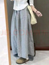 蘑菇同學大碼亞麻休閑闊腿褲女夏季新款高腰顯瘦寬松褲裙直筒垂感九分裙褲 灰色 M 建議95-120斤 曬單實拍圖