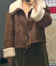 茵曼（INMAN）茵曼美拉德皮毛一體仿羊羔絨外套2025冬女裝新款保暖上衣 咖啡色 L 曬單實(shí)拍圖