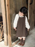 G.DUCKKIDS女童連衣裙春秋季2025新款洋氣可愛(ài)兒童公主裙子碎花長(cháng)袖兩件套 咖色 100 （建議身高90cm 3-4歲）cm 曬單實(shí)拍圖