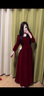 CamalgOri新中式敬酒服新娘春秋禮服秋冬絲絨長(cháng)袖訂婚禮服裙紅色喜慶宴會(huì )服 中長(cháng)120cm XS 曬單實(shí)拍圖