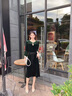 沐韻豐品牌高端真絲絨連衣裙2025春秋新款高貴奢華洋氣大碼高級感氣質(zhì)裙 酒紅色 XL [適合125-135]斤 曬單實拍圖