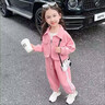 迪士尼（Disney）女童秋季套裝2025新款兒童裝女寶寶秋裝衣服女孩洋氣工裝兩件套潮 粉色 90 (建議80-90cm 1-2周歲左右) 曬單實(shí)拍圖