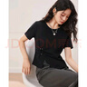 IEF/愛(ài)依服大碼女裝2025夏季新款韓版時(shí)尚休閑百搭T恤 黑 XL 曬單實(shí)拍圖