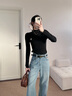 Teenie Weenie小熊女裝毛針織衫2025秋季新款簡約時(shí)尚半高領(lǐng)打底衫 黑色 S 曬單實(shí)拍圖