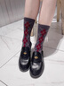 上森派系灰色中筒襪女襪春秋款小腿襪復古菱格堆堆襪2025新款爆款堆堆襪 【菱格肌理】紅色 均碼 【36-39】 曬單實(shí)拍圖