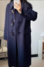 范思藍恩22FS4106韓系氣質(zhì)牛角扣大衣女秋冬學(xué)院風(fēng)雙面羊毛呢外套 藏青色 XS 曬單實(shí)拍圖