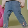 ASK JUNIOR女童褲子2025秋小童甜美小兔褲腳印花牛仔褲 藍色 100 曬單實(shí)拍圖