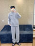 帕蘭朵男士睡衣男款冬季珊瑚絨加絨加厚法蘭絨冬天樸實(shí)家居服秋冬款 主圖款GLQ2713男灰藍英文拼杏豎條袖 L 100-130斤 曬單實(shí)拍圖