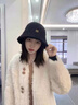 恒源祥羊羔絨漁夫帽女秋冬新款大頭圍女士韓版水桶帽子黑色百搭保暖盆帽 淺咖 曬單實(shí)拍圖