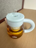 茶卡（CAKA）缽缽玻璃杯女生高顏值耐熱防爆耐高溫茶水分離大容量吸管泡茶水杯 鏡空藍-【高硼硅玻璃】-850ml 曬單實(shí)拍圖