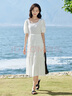 茵曼（INMAN）七七同款連衣裙2025夏女裝新款田園純棉提花方領(lǐng)A字泡泡袖蛋糕裙 珍珠白 S 曬單實拍圖