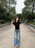 茯見(jiàn)小個(gè)子正肩短袖T恤女純色短款露臍棉2025夏季新款復古百搭上衣女 黑色 M 曬單實(shí)拍圖