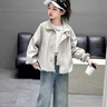 女童春秋外套2026新款女大童秋裝休閑上衣兒童秋季戶(hù)外服牛仔褲子 套裝【外套+牛仔褲】 150 曬單實(shí)拍圖