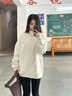法舒琳復古學(xué)院風(fēng)百搭翻領(lǐng)衛衣外套女春秋薄款寬松慵懶風(fēng)個(gè)性?shī)A克開(kāi)衫潮 淺灰色 M 建議90-105斤 曬單實(shí)拍圖