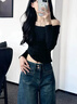 魯雅爾復古高腰闊腿牛仔褲女秋季新款小個(gè)子慵懶寬松顯瘦垂感微喇叭褲子 復古藍 L 曬單實(shí)拍圖