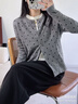 VEOX外套女2025秋季新款圓領(lǐng)針織衫短森女系精致女開(kāi)衫秋冬款百搭上衣 灰色 M 建議100-110 曬單實(shí)拍圖