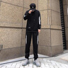 啄木鳥【三件套】運動套裝男秋冬季新款大碼衛(wèi)衣男連帽外套長褲休閑男裝 黑灰三件套【常規(guī)款】 XL （建議105-120斤） 曬單實拍圖