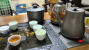 FUNORK 全自動上水電熱水壺泡茶專用茶臺燒水壺一體機(jī)電茶壺?zé)鞒樗枳啦鑾浊度胧讲杈咛籽b 1L 三件套-雙壺上水【37x20cm】 曬單實(shí)拍圖