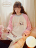 果殼（Gukoo）睡衣女冬季史努比聯(lián)名毛絨保暖插肩袖格子褲女家居服套裝可外穿D 橡皮粉套裝 L 曬單實(shí)拍圖