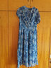 顏域藍色碎花連衣裙女2025夏季新款V領(lǐng)收腰長(cháng)款法式復古茶歇裙子 藍花 L 曬單實(shí)拍圖
