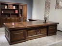統塔中式烤漆烏金木辦公桌高檔老板桌總裁桌大班臺董事長(cháng)辦公室電腦桌 2.8米老板桌 曬單實(shí)拍圖