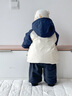 幼歌（YOUGE）嬰幼兒冬季新款保暖雙面穿連帽棉服中小童萌趣防風(fēng)外套 藏青 73 cm 曬單實(shí)拍圖