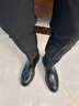 BESNOS意大利品牌進(jìn)口頭層牛皮英倫復古商務(wù)切爾西靴男士真皮布洛克男靴 黑色 【加絨內里】 39 曬單實(shí)拍圖