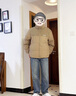 謙集（QIANJI）高端男士羽絨服冬季短款白鴨絨保暖面包服燈芯絨拼接立領(lǐng)抗寒外套 餅干棕 【BG34102】 3XL 建議體重195-205斤 曬單實(shí)拍圖