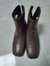 達芙妮短靴女粗跟中跟英倫風(fēng)女靴新款秋冬季單靴踝靴 棕色  37  曬單實(shí)拍圖