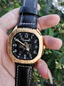 瑞士正品純游絲真機械手表男士陀飛輪夜光防水數字面高檔鏤空男表 純游絲機械50黑金真皮帶+送手鏈皮帶 曬單實(shí)拍圖