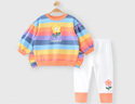優(yōu)奇女童套裝春秋款女寶寶分體衣服褲子春秋季嬰兒衣服洋氣衛衣打底褲 曬單實(shí)拍圖