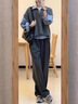 鹿依檸休閑褲女裝套裝2025秋冬新款韓版時(shí)尚減齡馬甲襯衫闊腿褲三件套 馬甲+襯衫+褲子 M 曬單實(shí)拍圖