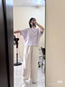 無(wú)印良品（MUJI）女式?jīng)龈蟹雷贤饩€(xiàn)蝙蝠袖T恤 短袖上衣打底衫女款涼感物語(yǔ)硬核防曬 薰衣草色 L (165/88A) 曬單實(shí)拍圖