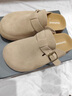達芙妮加絨勃肯鞋女鞋冬毛絨毛毛半拖鞋雪地靴一腳蹬外穿棉鞋新款冬季 淺卡其【包頭跟高4CM】 37 曬單實(shí)拍圖