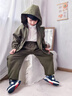 G.DUCKKIDS小黃鴨童裝男童工裝套裝2025新款寶寶春裝外套連帽上衣春秋季衣服 軍綠色套裝 140 (建議125-135cm 7-8周歲） 曬單實(shí)拍圖