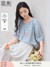香影中袖襯衫女圓領(lǐng)2025夏裝新款慵懶泡泡袖氣質(zhì)淑女寬松藍色上衣 藍色 L 165/88A/110-125斤 曬單實拍圖