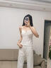 眺德高印花吊帶三件套睡衣女夏秋新款可外穿睡衣帶胸墊甜美家居服套裝 碎花三件套 M （建議80-100斤） 曬單實(shí)拍圖