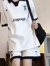 女童夏套裝2025新款大童運動(dòng)夏裝初中生炸街短褲又酷又颯的女童裝 白色套裝 150 曬單實(shí)拍圖