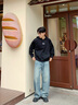 森馬（Semir）王安宇同款丨牛仔褲男復古彎刀褲25冬長(cháng)褲丹寧布褲子109725124107 曬單實(shí)拍圖