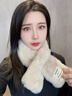 啄木鳥(niǎo)柔軟毛毛圍巾韓版貼標日系秋冬ins毛絨少女圍脖仿獺兔毛加厚交叉 【SEASCN毛毛】-米駝 曬單實(shí)拍圖
