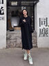 班尼路S&K系列連衣裙女裝連帽衛衣裙子女新款設計感秋冬裝衣服潮流長(cháng)裙 黑#純色 【棉柔親膚】 M 曬單實(shí)拍圖