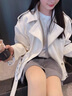 RHUDE FOG品牌女裝皮衣外套女2025春秋新款韓系高級感復(fù)古寬松顯瘦百搭翻領(lǐng) 白色 M 曬單實拍圖