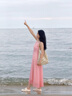 妙奕嘉連衣裙裙子女夏季2025新款芭比粉法式吊帶裙純欲度假海邊沙灘長裙 粉色性感露背系帶吊帶連衣裙 L 【建議85-118斤】 曬單實(shí)拍圖