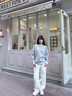 森馬（Semir）牛仔褲女抓毛闊腿褲舒適港風(fēng)冬季2025新款顯腿長(cháng)拖地褲ins潮 奶白10501 M 曬單實(shí)拍圖