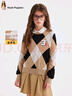 暇步士（Hush Puppies）【經(jīng)典款】童裝兒童女大童秋季新款氣質(zhì)學(xué)院風(fēng)格紋線(xiàn)衣 暖卡其 150 曬單實(shí)拍圖