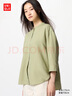 優(yōu)衣庫女裝麻混紡立領(lǐng)襯衫7分袖襯衣上衣空調衫薄外套475653 52 翠綠色 M /160/84A 曬單實(shí)拍圖