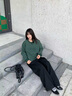 MMLG美式復(fù)古圓領(lǐng)衛(wèi)衣女男2025年秋季新款寬松百搭潮牌情侶休閑上衣服 洗水黑色 S 曬單實(shí)拍圖