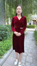 恒源祥秋季金絲絨連衣裙女長(cháng)袖2024新款酒紅禮服喜婆婆婚宴裝絲絨包 酒紅色 XL 【建議115-125斤以?xún)取?曬單實(shí)拍圖