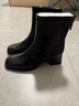 百麗（Belle）休閑舒適彈力靴增高顯瘦短筒靴B2348DZ4 黑色（褶皺皮） 36 (230mm) 曬單實(shí)拍圖